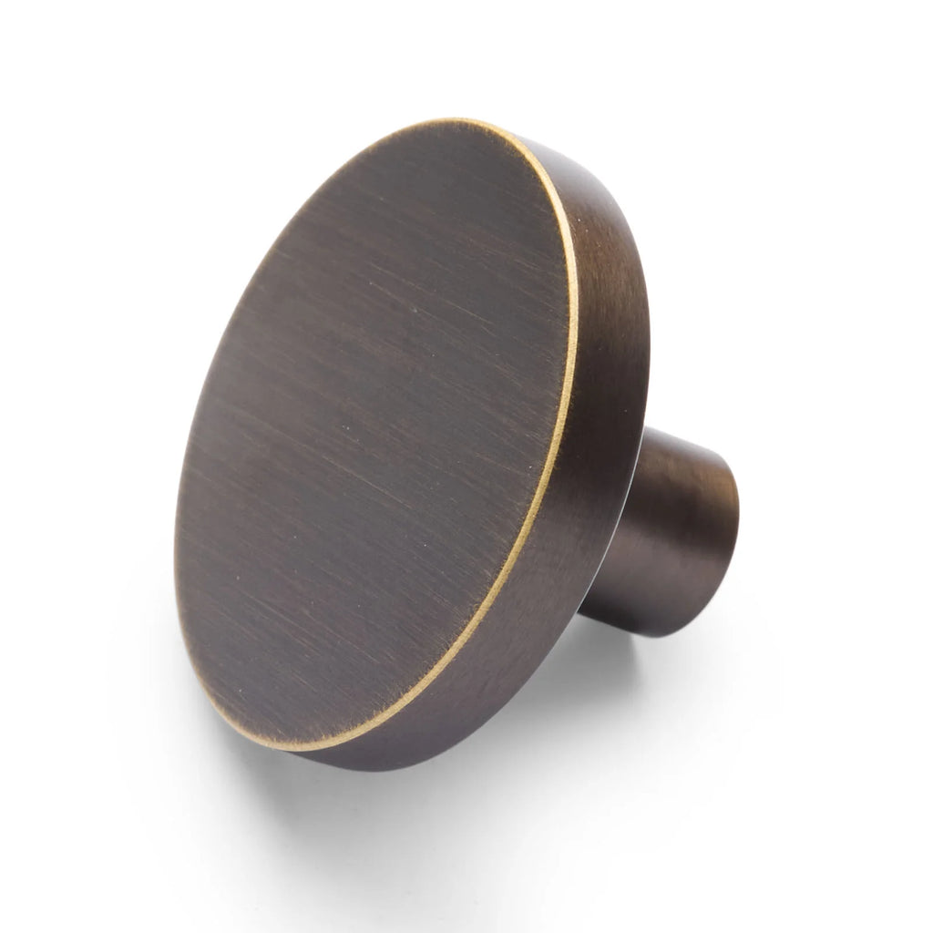 Manovella Round Profile Cabinet Knob - Olivia - Aged Brass
