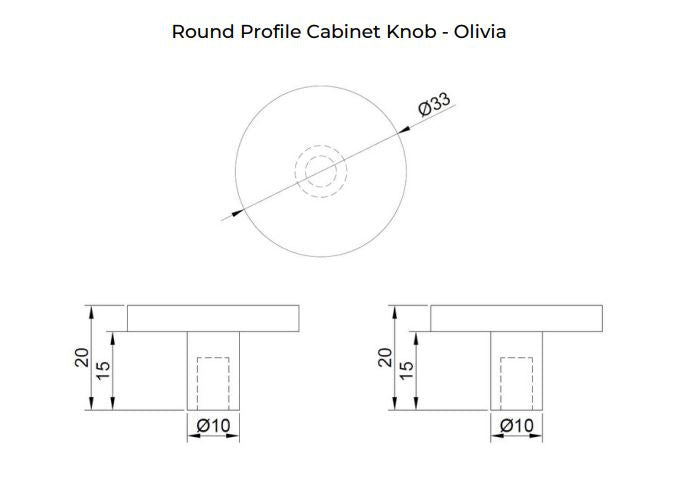 Manovella Round Profile Cabinet Knob - Olivia - Aged Brass