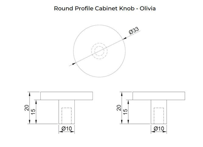 Manovella Round Profile Cabinet Knob - Olivia - Brushed Brass