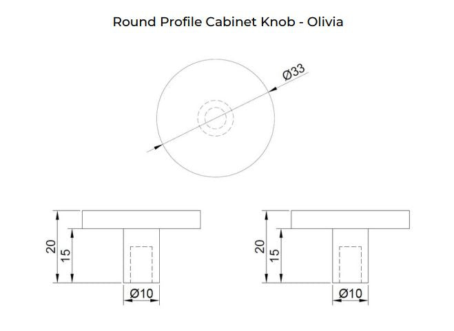 Manovella Round Profile Cabinet Knob - Olivia - Matte Black