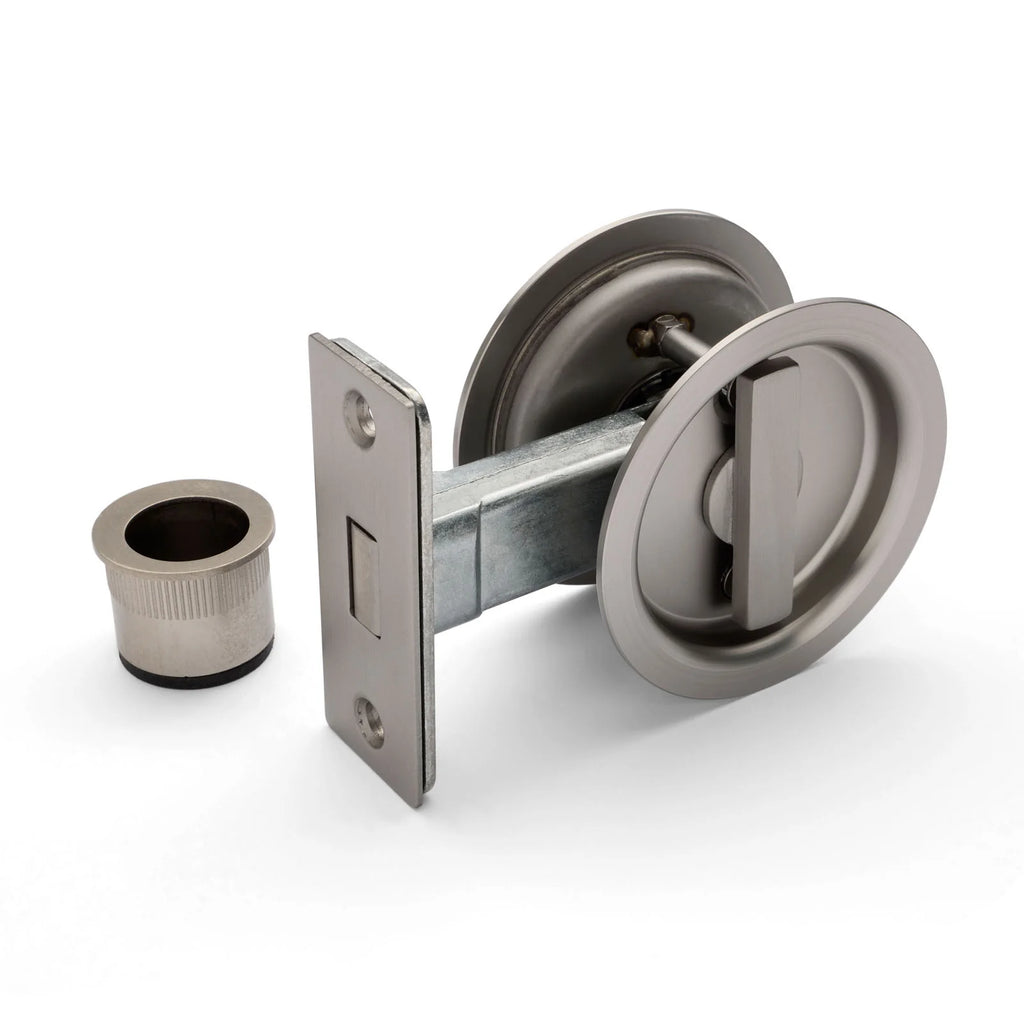 Manovella Round Sliding Cavity Privacy Lock - Brushed Nickel