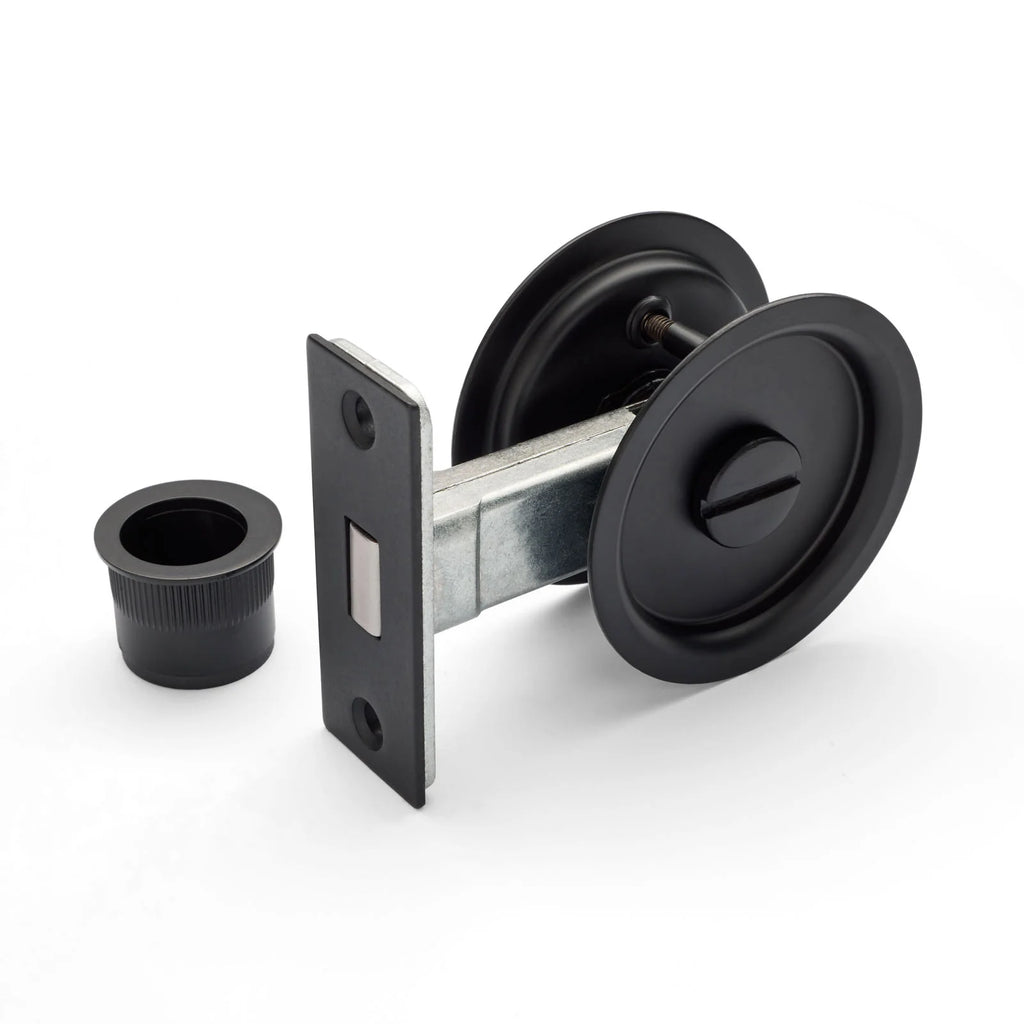 Manovella Round Sliding Cavity Privacy Lock - Matte Black