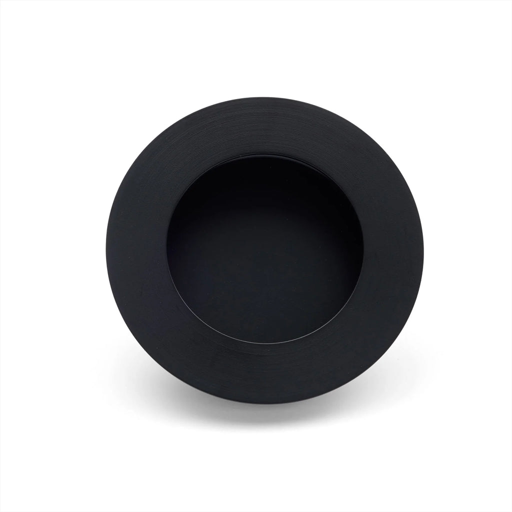 Manovella Sliding Door Round Flush Pull 65mm - Matte Black