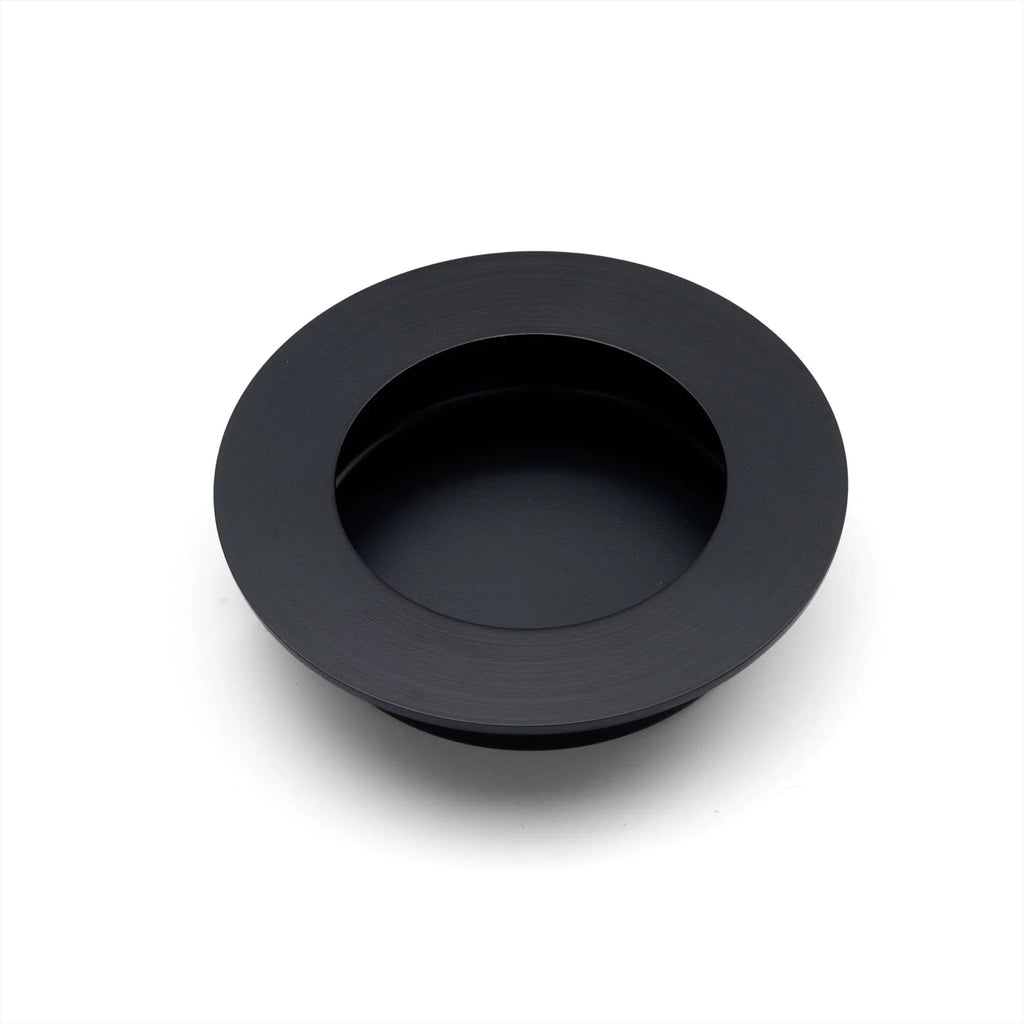 Manovella Sliding Door Round Flush Pull 65mm - Matte Black