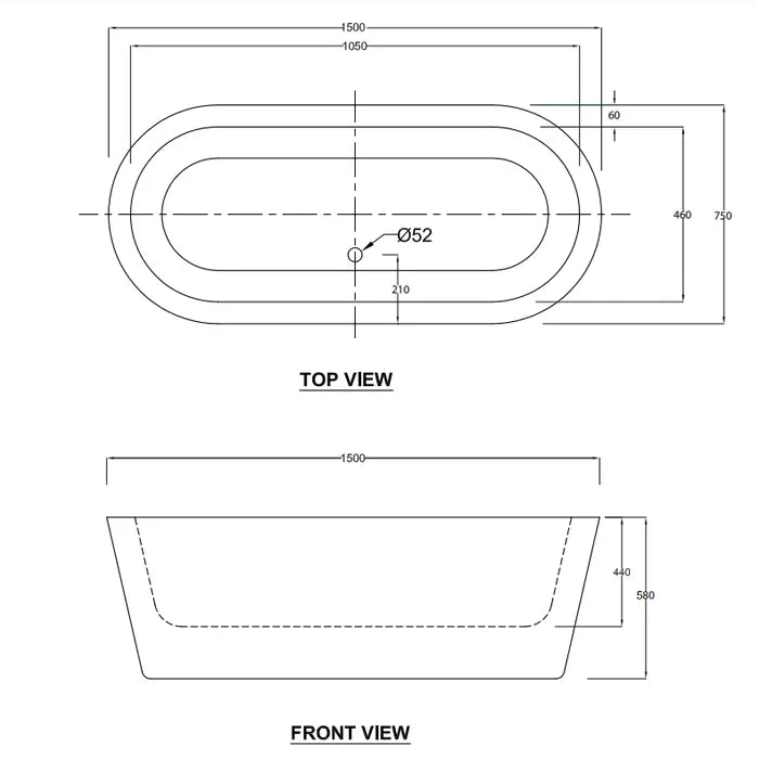 Decina Cool Freestanding Bath 1500/1790mm - Gloss White