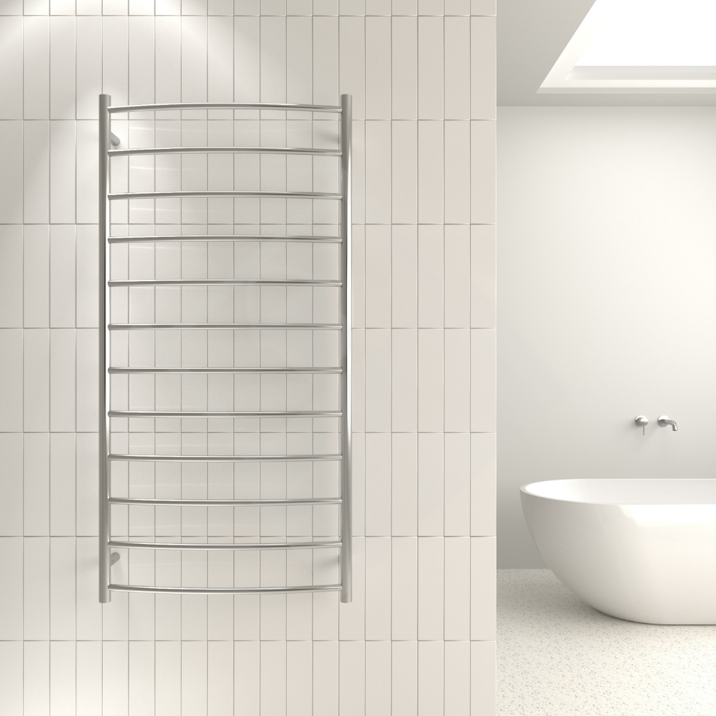 Thermogroup 12 Curved Round Ladder Heated Towel Rail - Polished Stainless Steel