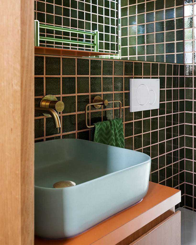 Nood Co Cube Basin Wall Hung - Powder Blue