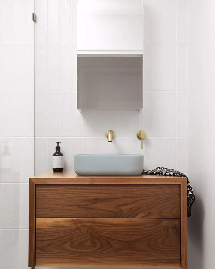 Nood Co Cube Basin Wall Hung - Powder Blue