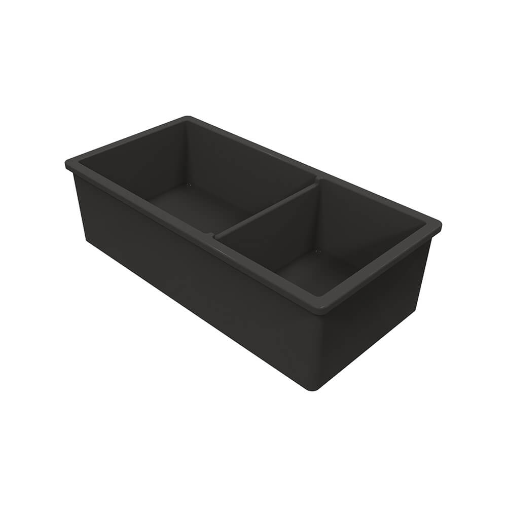 Turner Hastings Cuisine 93 x 48 One and a Half Bowl Inset / Undermount Fine Fireclay Sink - Matte Black