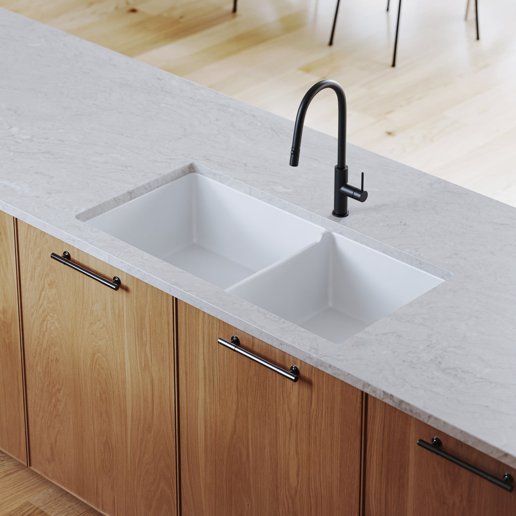 Turner Hastings Cuisine 93 x 48 One and a Half Bowl Inset / Undermount Fine Fireclay Sink - Gloss White