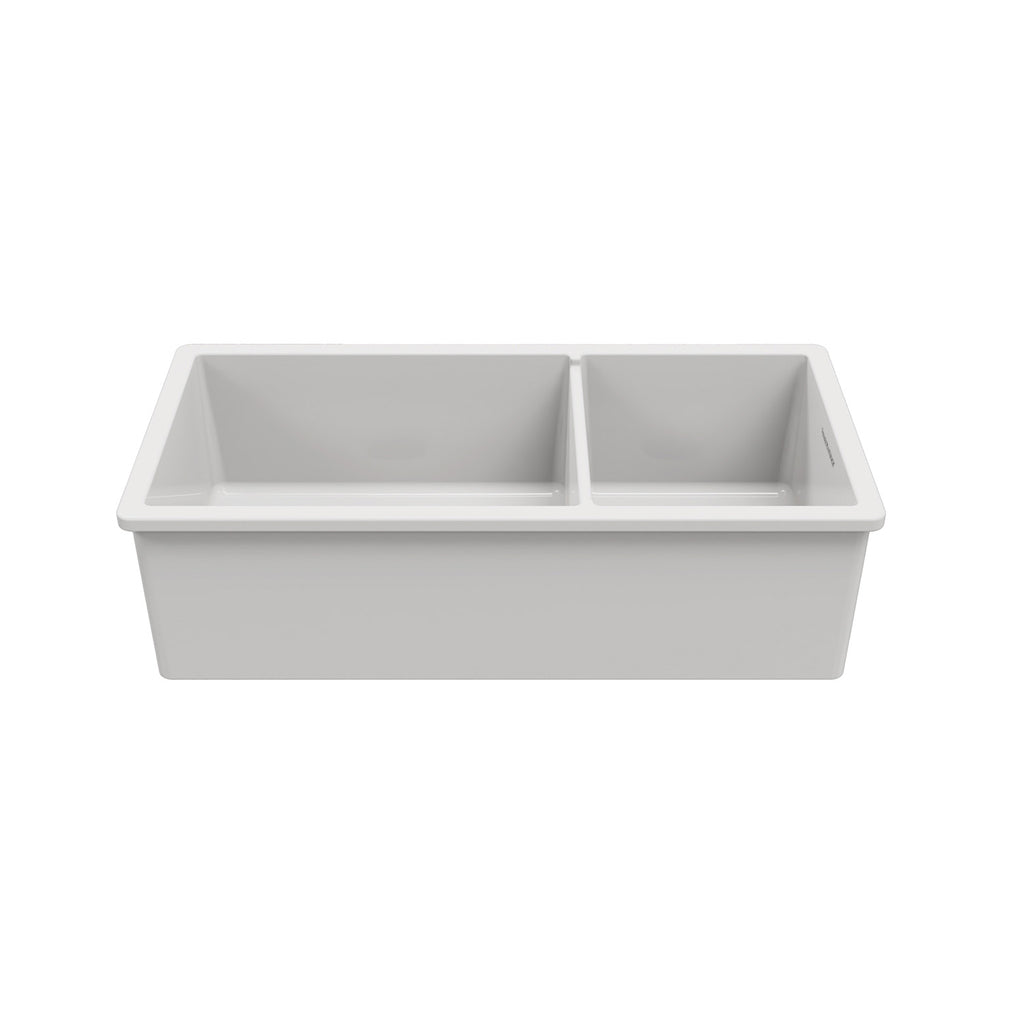 Turner Hastings Cuisine 93 x 48 One and a Half Bowl Inset / Undermount Fine Fireclay Sink - Gloss White