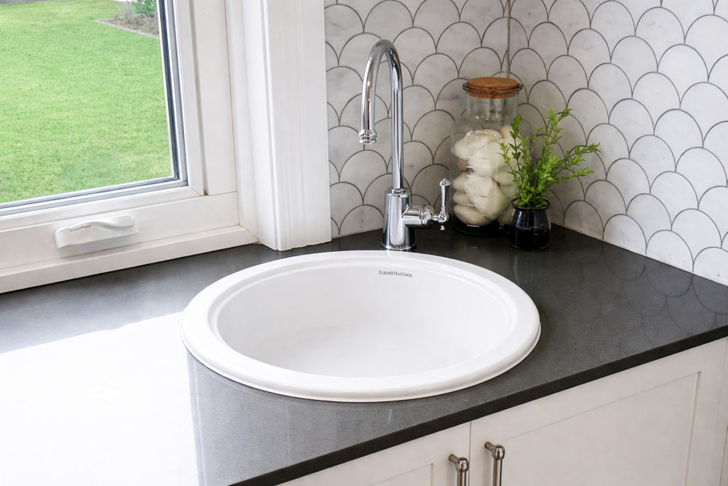 Turner Hastings Cuisine Round 47 Inset/Undermount Fine Fireclay Sink - Matte White Sink