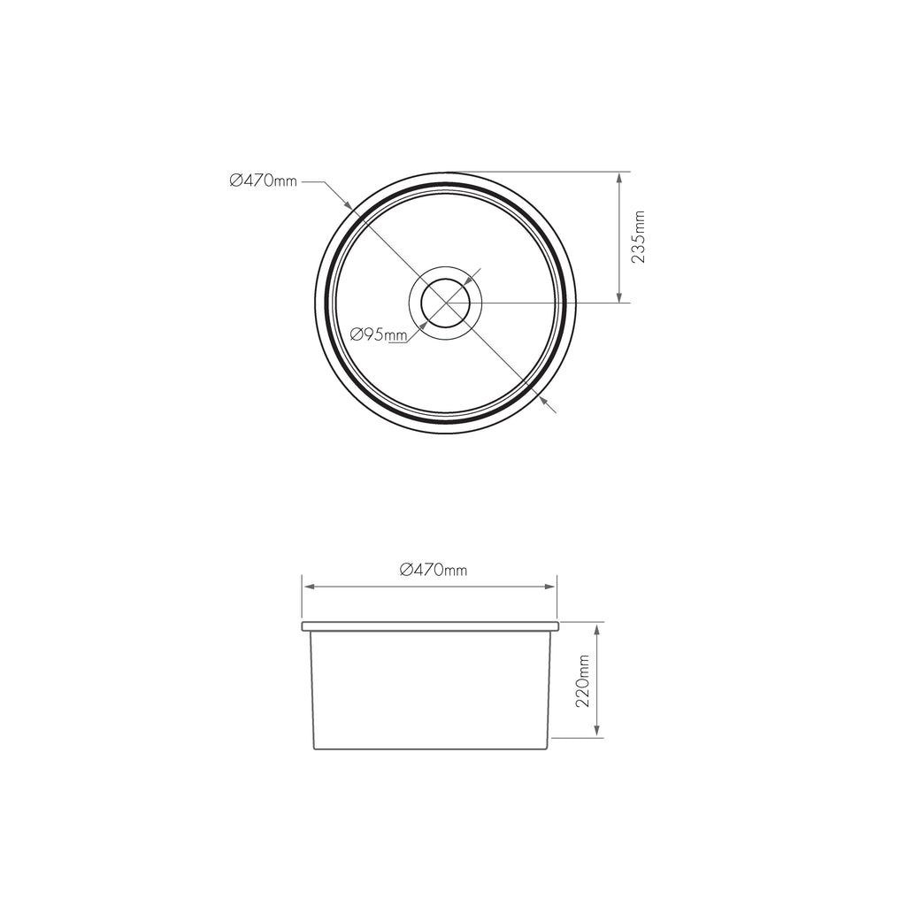 Turner Hastings Cuisine Round 47 Inset / Undermount Fireclay Sink - Gloss White