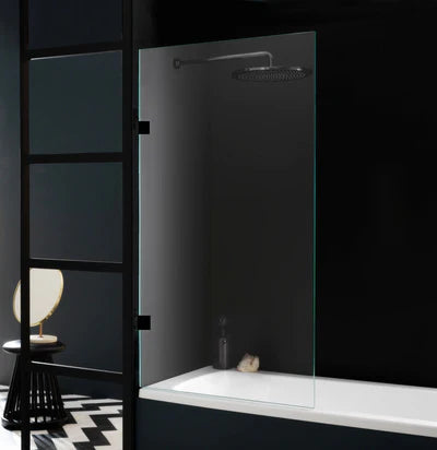Covey Fixed Panel Over Bathtub Shower Screen - Black