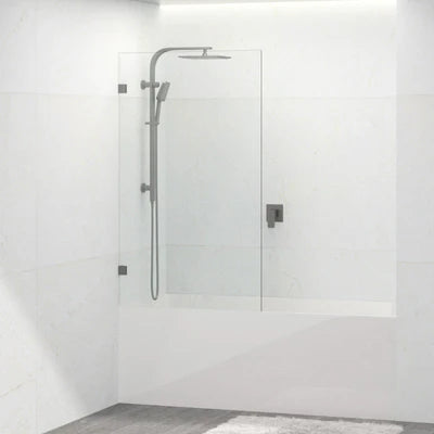 Covey Fixed Panel Over Bathtub Shower Screen - Gunmetal Grey