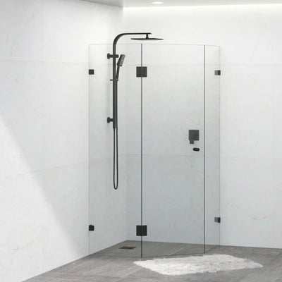 Covey Diamond Frameless Shower Screen - Matte Black