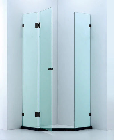 Covey Diamond Frameless Shower Screen - Matte Black