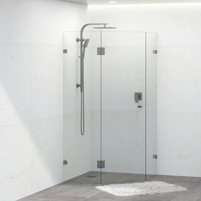 Covey Diamond Frameless Shower Screen - Gunmetal Grey