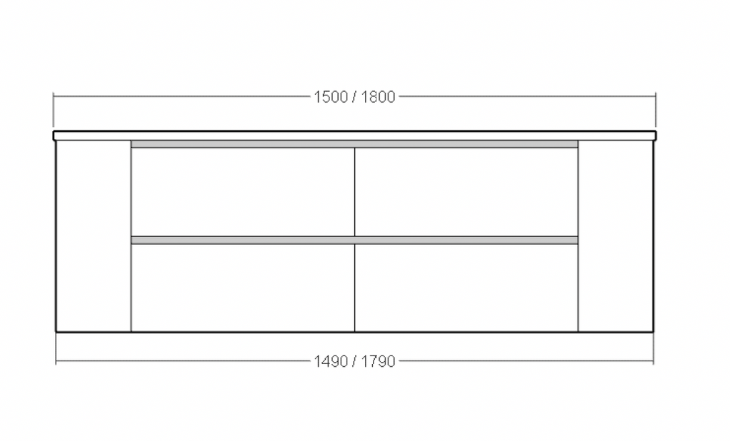 Rifco Contour Double Wall Hung Vanity with White Corian Top & Basin