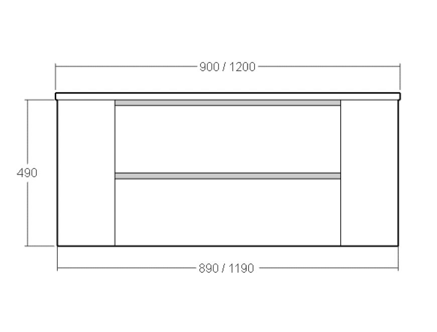 Rifco Contour Double Wall Hung Vanity with White Corian Top & Basin