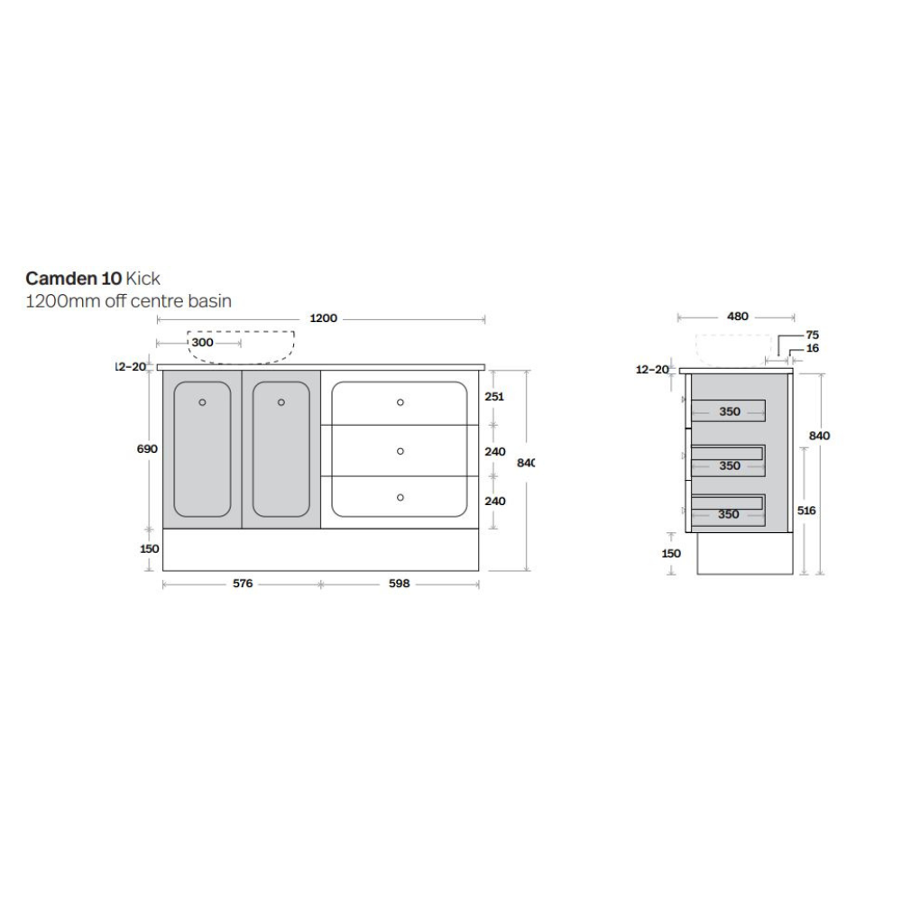 Marquis Camden Floor Standing Vanity Caesarstone Dekton Vasari
