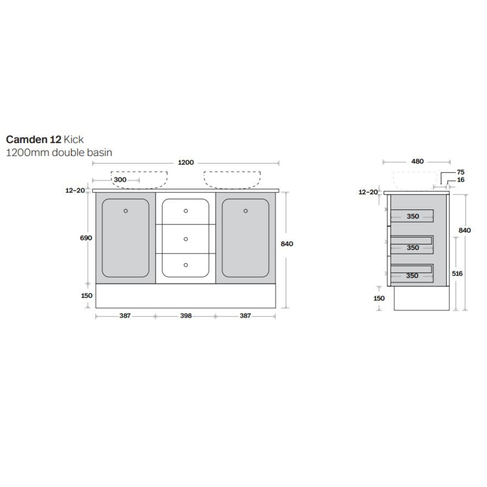 Marquis Camden Floor Standing Vanity Caesarstone Dekton Vasari