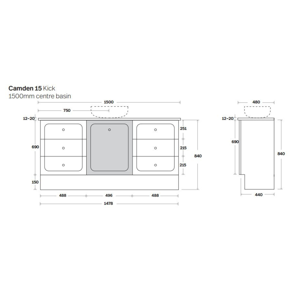 Marquis Camden Floor Standing Vanity Caesarstone Dekton Vasari