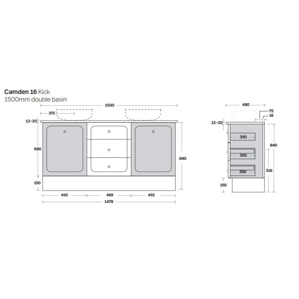 Marquis Camden Floor Standing Vanity Caesarstone Dekton Vasari