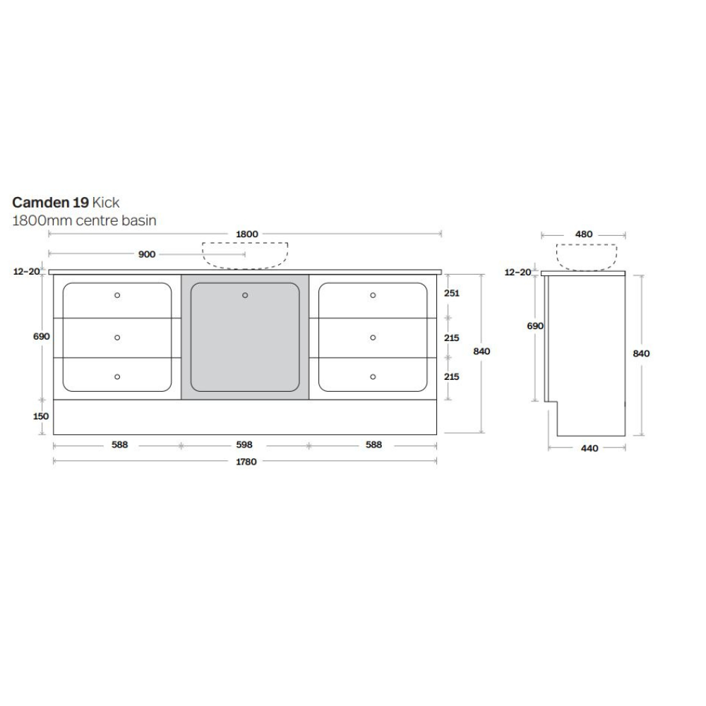 Marquis Camden Floor Standing Vanity Caesarstone Dekton Vasari