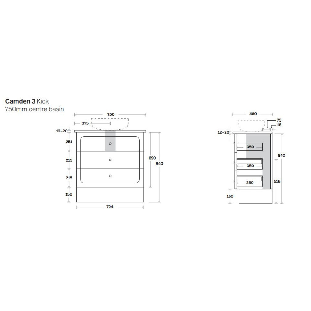 Marquis Camden Floor Standing Vanity Caesarstone Dekton Vasari