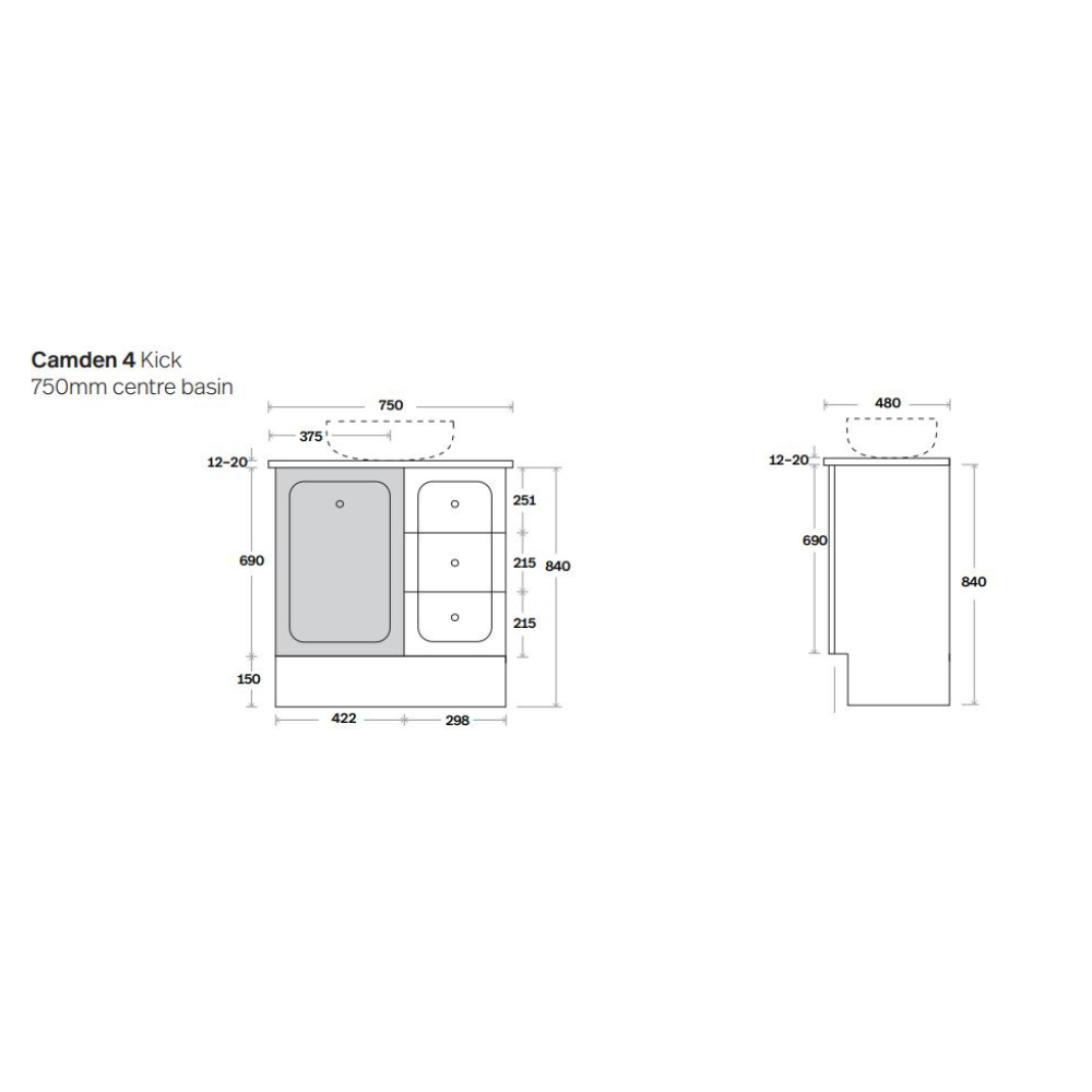 Marquis Camden Floor Standing Vanity Caesarstone Dekton Vasari