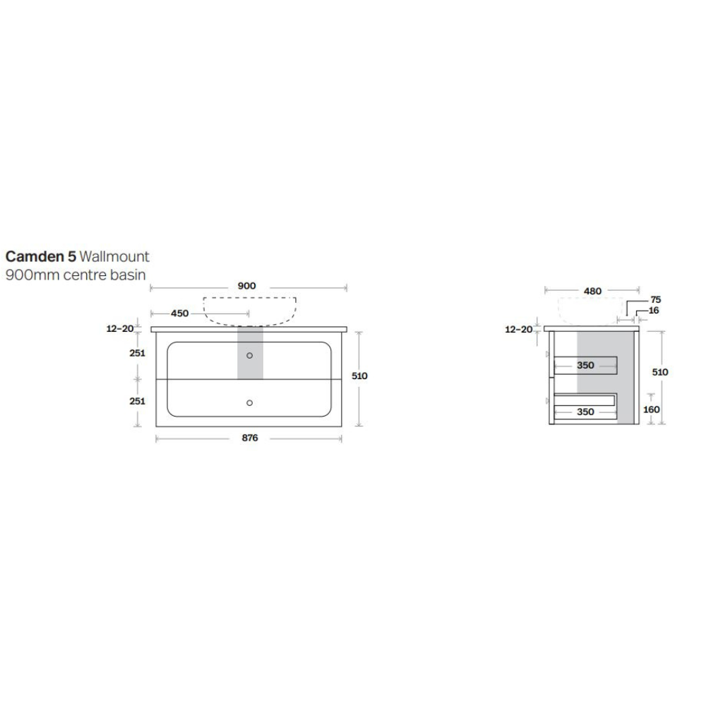Marquis Camden Wall Hung Vanity Caesarstone Dekton Vasari