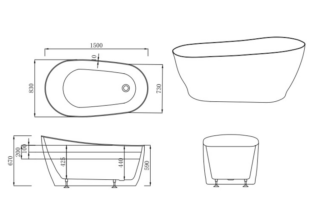 Canna Freestanding Bathtub 1500mm