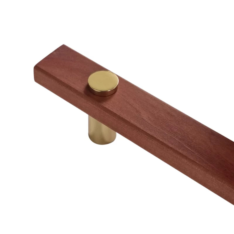 Castella Tarkine Myrtle - Timber Pull Handle with Face Cap - Polished Gold