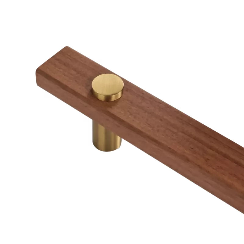 Castella Tarkine Natural Oak - Timber Pull Handle with Face Cap - Brushed Gold