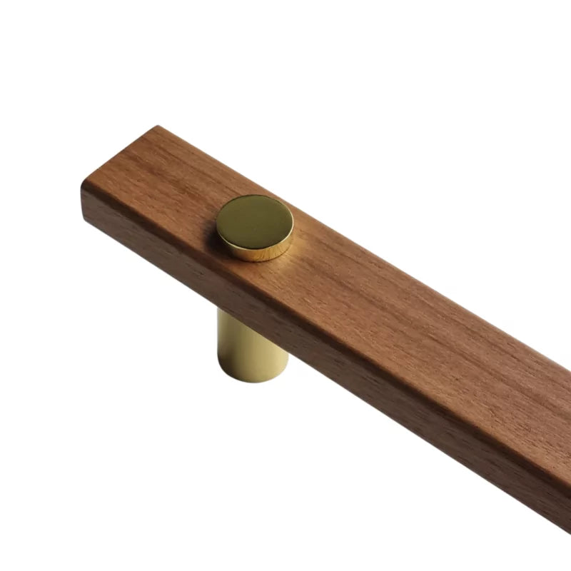 Castella Tarkine Natural Oak - Timber Pull Handle with Face Cap - Polished Gold
