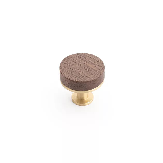Castella Timber Kereste Knob - Walnut/Satin Brass