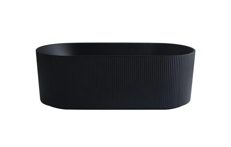 Ally Groove Oval Acrylic Freestanding Bathtub - Matte Black
