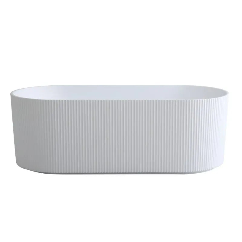 Ally Groove Oval Acrylic Freestanding Bathtub - Matte White