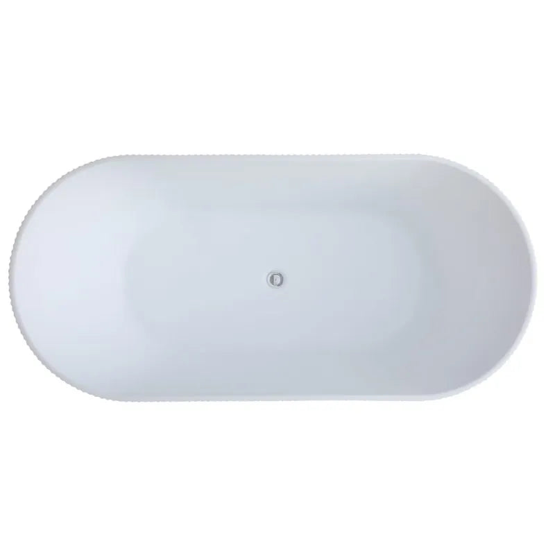 Ally Groove Oval Acrylic Freestanding Bathtub - Matte White