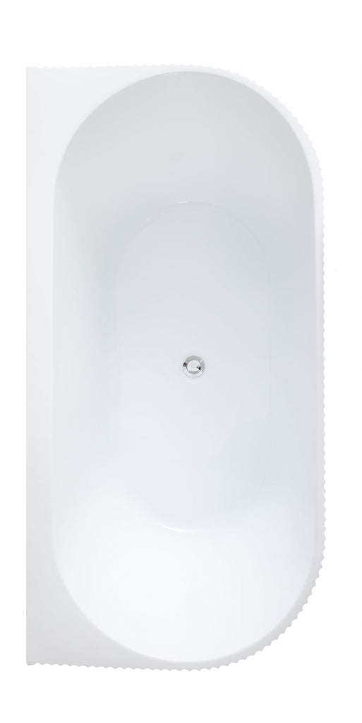 Bari Groove Fluted Oval Freestanding Back to Wall Bath - Gloss White