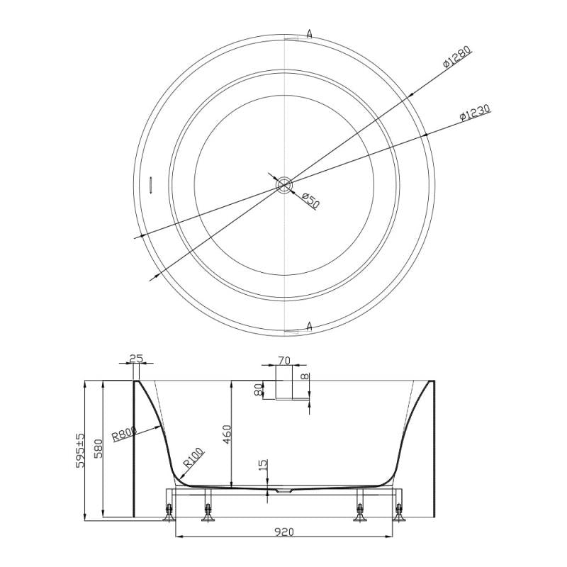 Como Groove Round Acrylic Freestanding Bathtub