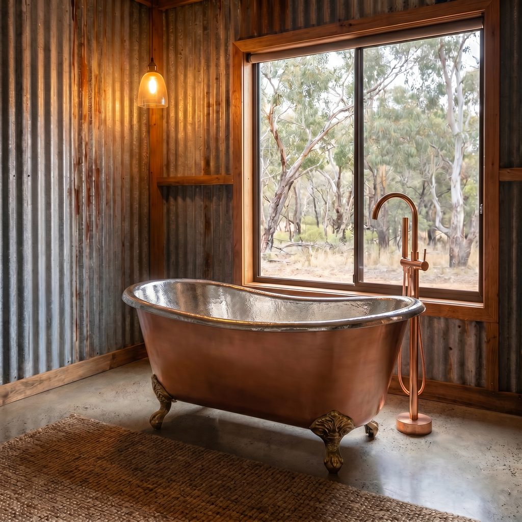 Sienna Genuine Antique two tone Copper Freestanding Clawfoot Bathtub