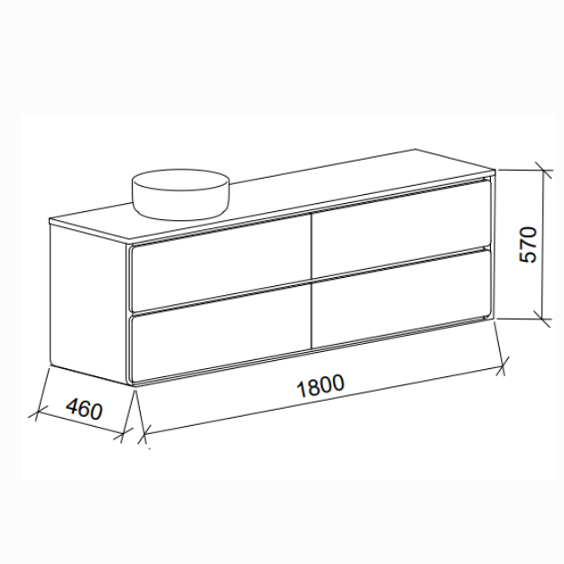 Timberline Colby Wall Hung Vanity With Silk Surface Top and Above Counter Basin