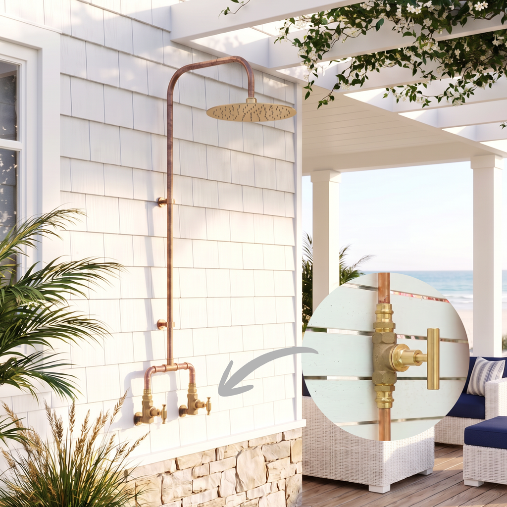 Haven Brass Copper Outdoor Shower Head Set