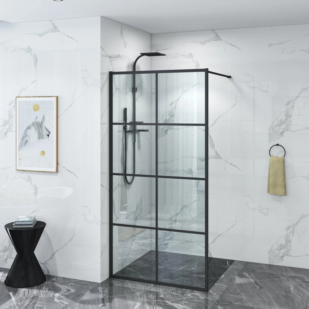 Covey Fixed Shower Screen Panel - Black