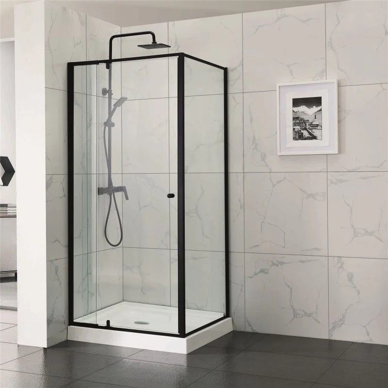 Covey Semi-Framed Adjustable Shower Screen 700 - 1470 x (900/1000) - Matte Black