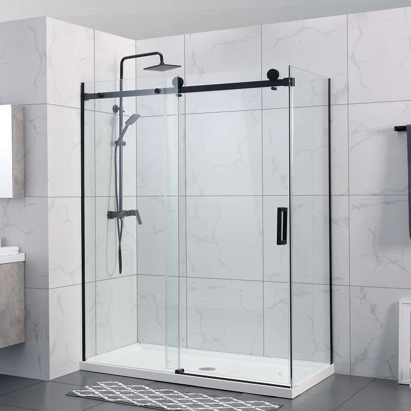 Covey Square Frameless Sliding Adjustable Shower Screen - Black