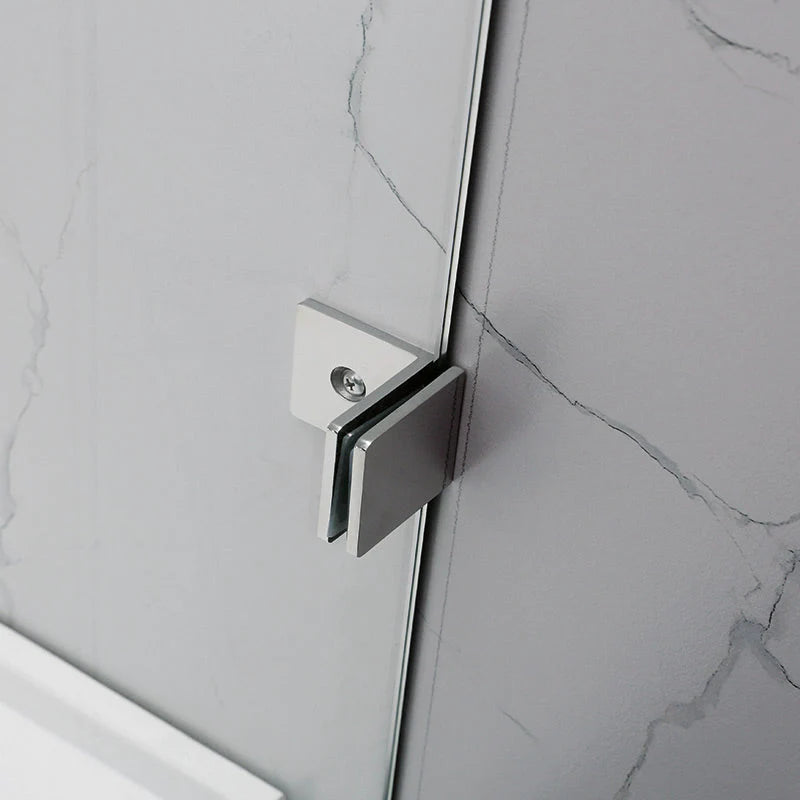 Covey Frameless Fixed Panel Shower Screen Curved Edge - Brushed Nickel