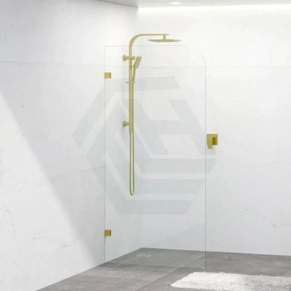Covey Frameless Fixed Panel Shower Screen Curved Edge - Light Gold